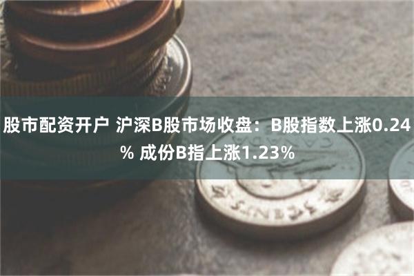 股市配资开户 沪深B股市场收盘：B股指数上涨0.24% 成份B指上涨1.23%