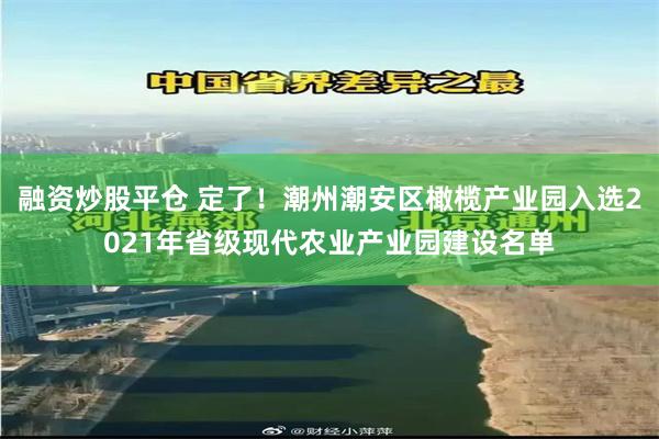 融资炒股平仓 定了！潮州潮安区橄榄产业园入选2021年省级现代农业产业园建设名单