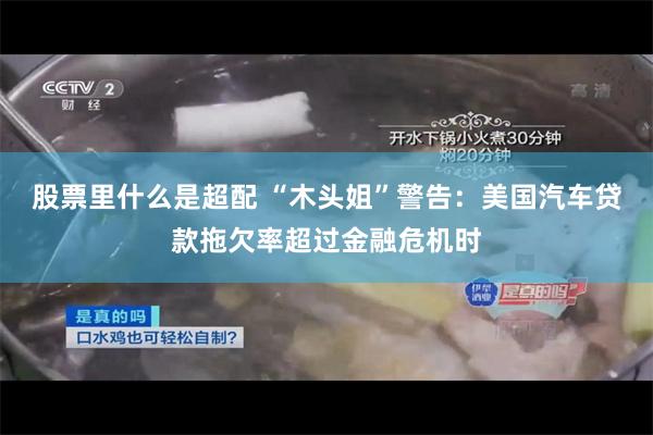 股票里什么是超配 “木头姐”警告：美国汽车贷款拖欠率超过金融危机时